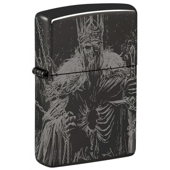 Zippo Skull King Design High Polish Black Pocket Lighter