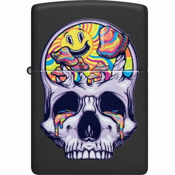 Pro-Cut ZIP-48737 2024 Zippo 218 Skull Moon Design Lighter, Black Matte