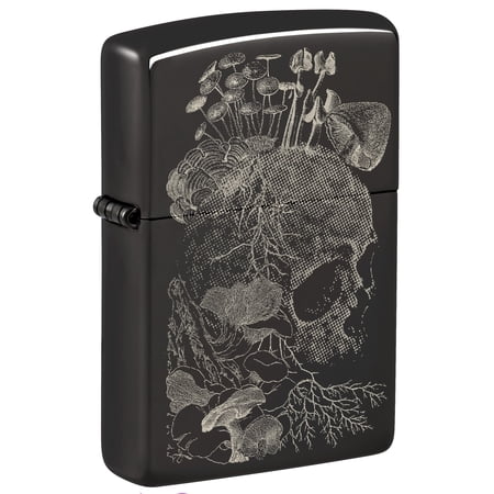 Zippo Skull Mushroom Design High Polish Black Pocket Lighter