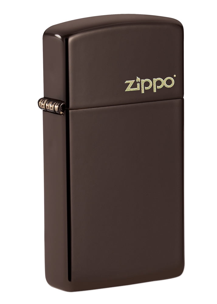 Zippo Slim Brown Logo Pocket Lighter