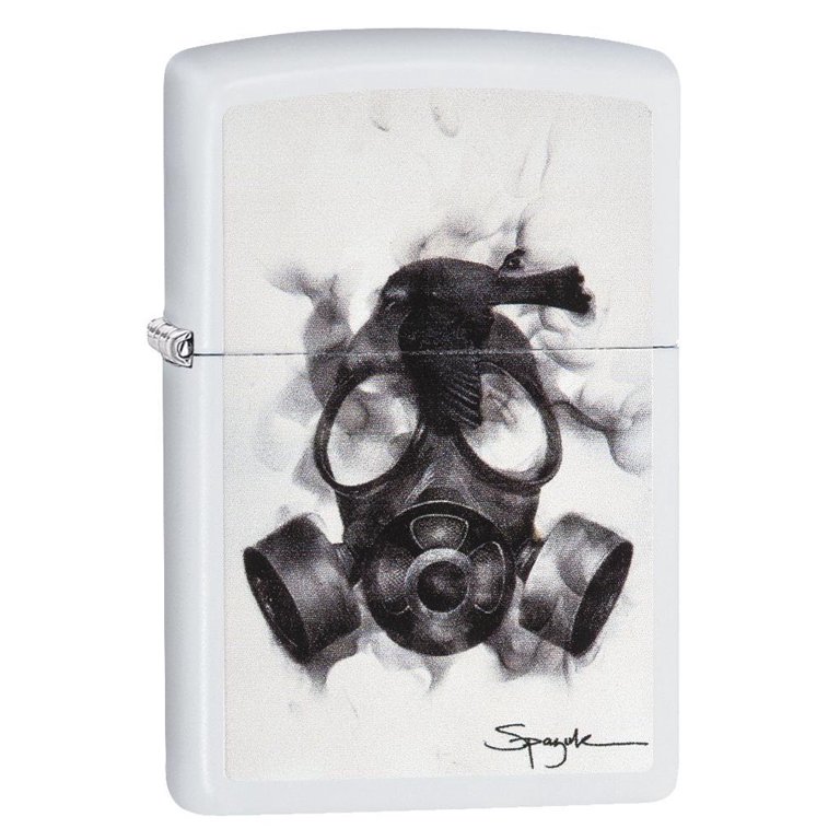 Zippo Spazuk Gas Mask Design White Matte Pocket Lighter
