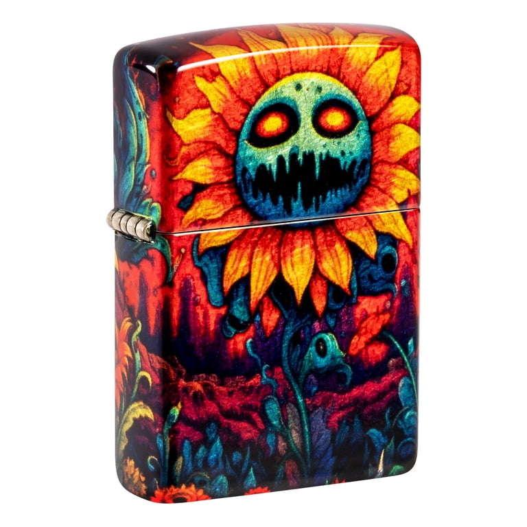 Zippo Spooky Sunflower Design 540 Tumbled Brass Pocket Lighter