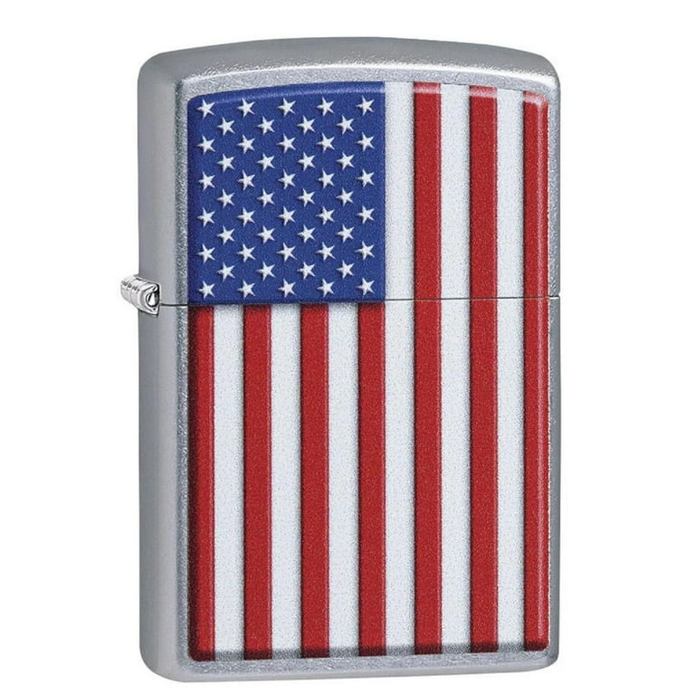 Zippo Windproof Street Chrome Lighter with American Flag