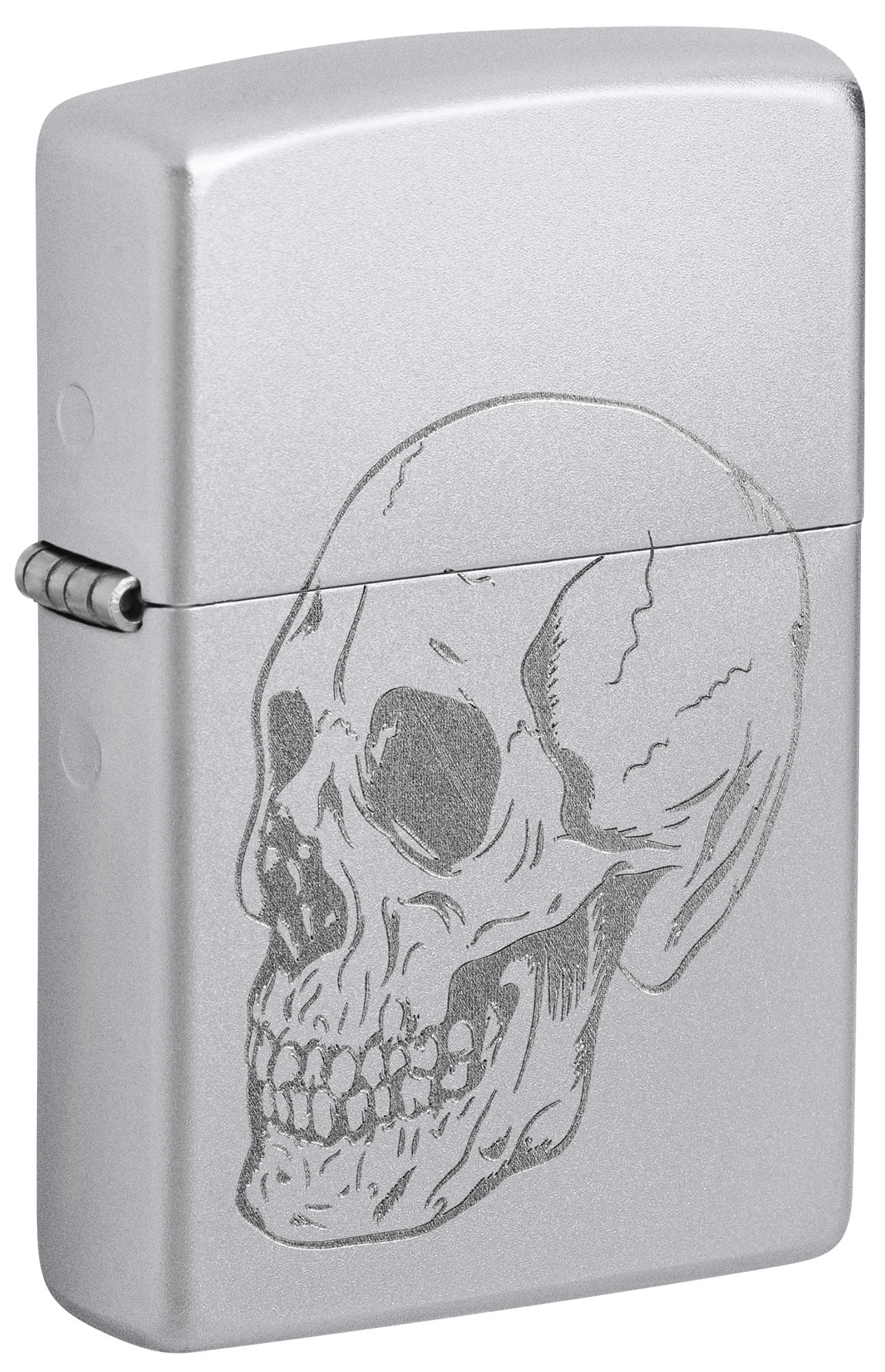 Zippo Pocket Lighter Subtle Skull Design Satin Chrome