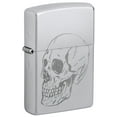 thumbnail image 1 of Zippo Subtle Skull Design Satin Chrome Pocket Lighter, 1 of 6