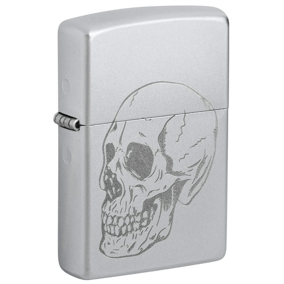 Zippo Subtle Skull Design Satin Chrome Pocket Lighter