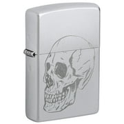 Zippo Pocket Lighter Subtle Skull Design Satin Chrome
