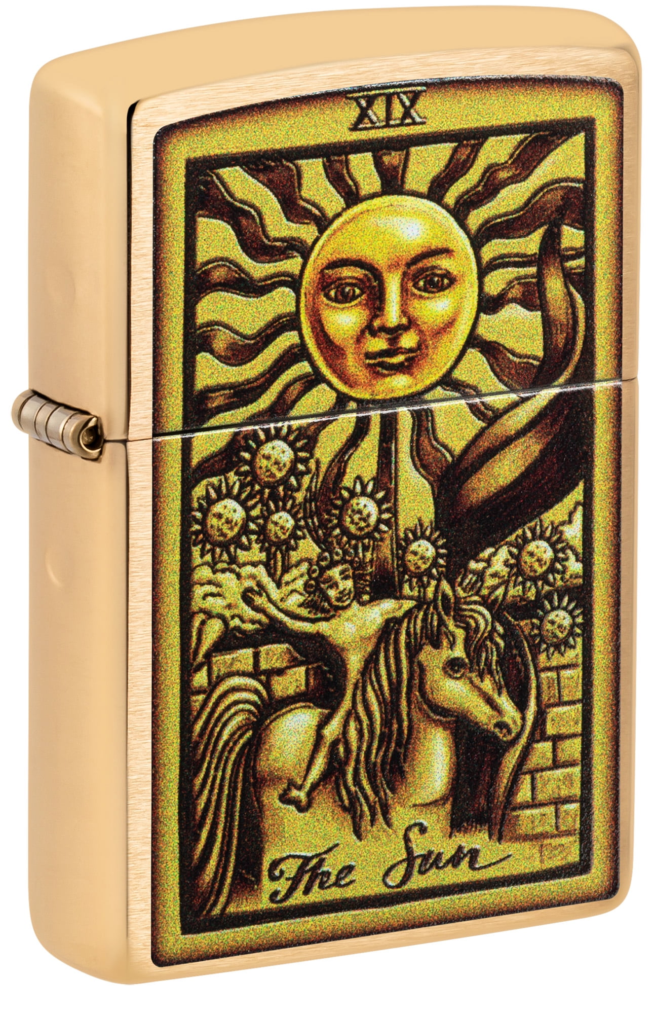 Zippo Tarot Card Brushed Brass Pocket Lighter