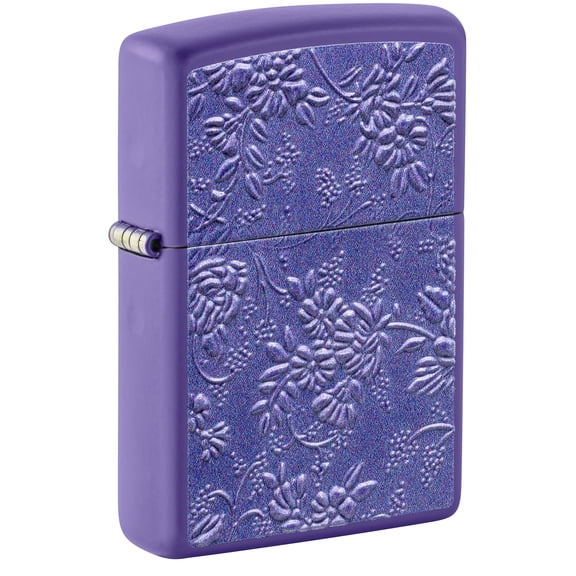 Zippo Pocket Lighter Texture Bouquet Design Purple Matte (Purple Texture Bouquet)