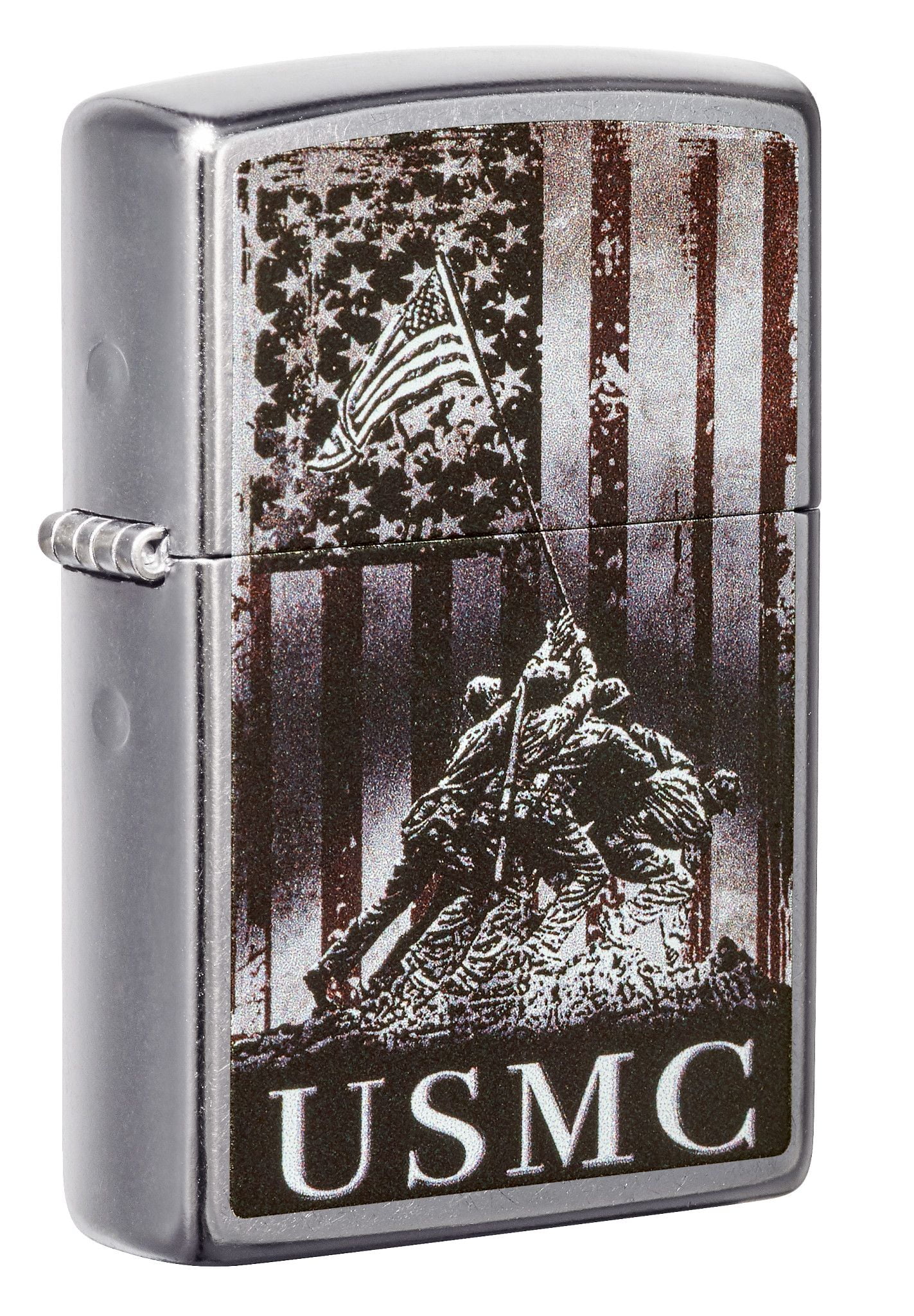 Zippo U.S. Marine Corps. American Flag Street Chrome Pocket Lighter