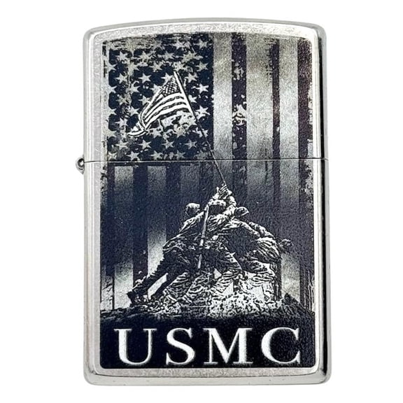 Zippo U.S. Marine Corps Classic Windproof lighters - Christmas, Halloween & Valentines Day Gift (Brush BK)