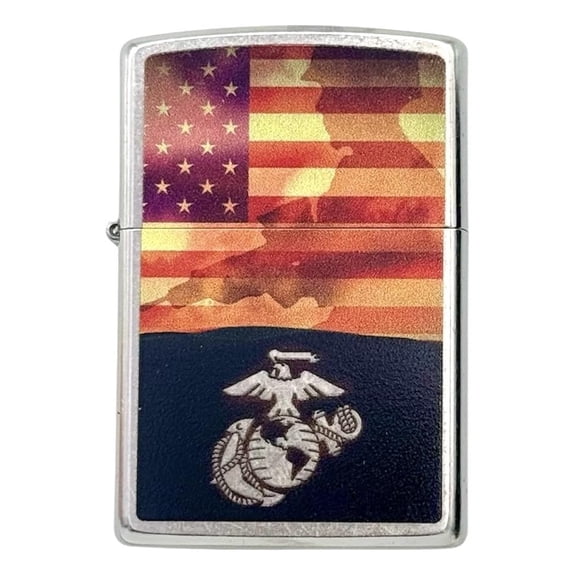 Zippo U.S. Marine Corps Classic Windproof lighters - Christmas, Halloween & Valentines Day Gift (Brush OG)