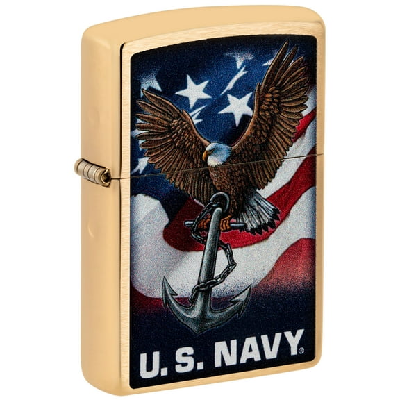 Zippo U.S. Navy Eagle Anchor & Flag Brushed Chrome Pocket Lighter