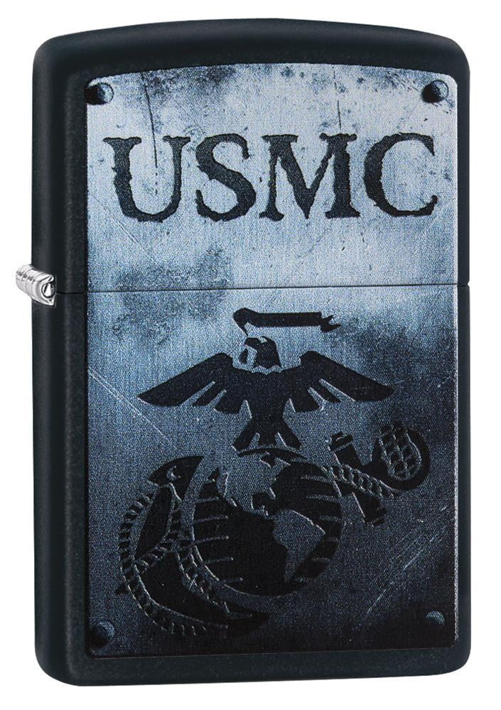 Zippo USMC Logo Black Matte Pocket Lighter