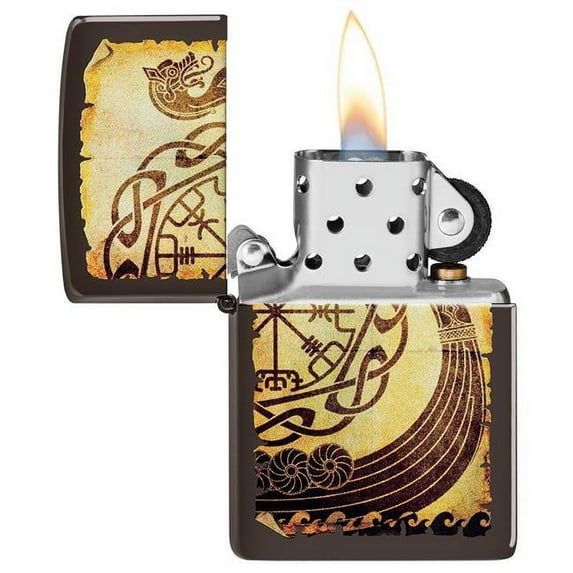 Zippo Viking Warship Design Brown Pocket Lighter