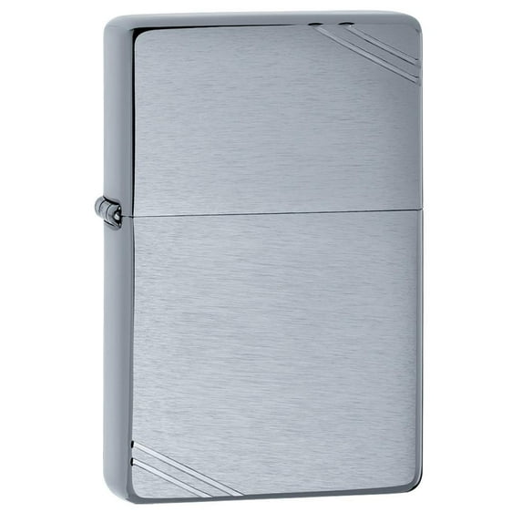 Zippo Vintage Brushed Chrome with Slashes Pocket Lighter