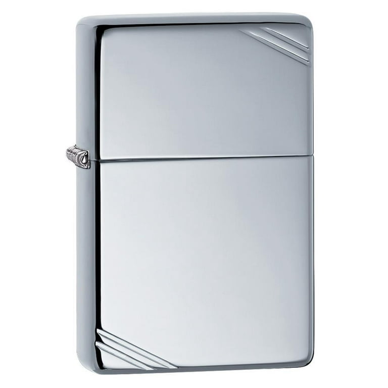 Zippo Vintage High Polish Chrome with Slashes Pocket Lighter