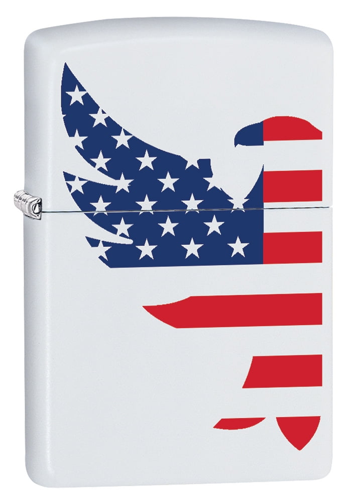 Zippo White Matte Eagle Flag Windproof Pocket Lighter