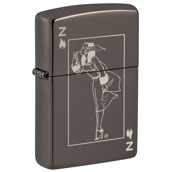 Zippo Windy Card Design Black Ice Pocket Lighter