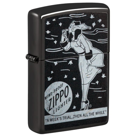Zippo Windy Design High Polish Black Pocket Lighter