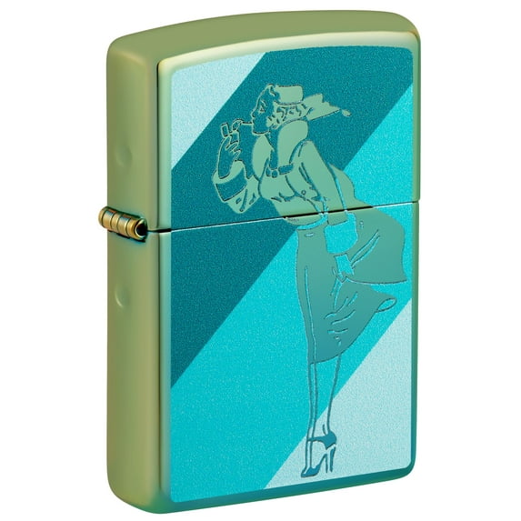Zippo Windy Design High Polish Teal Pocket Lighter