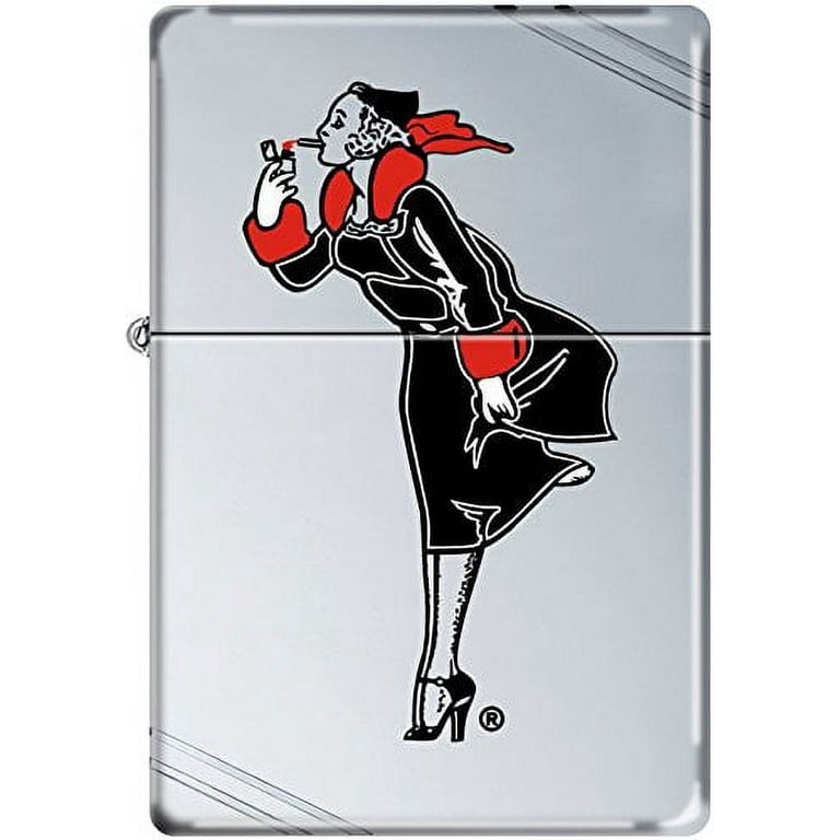 Zippo Windy Girl Black and Red Vintage High Polish Chrome Windproof Lighter  New