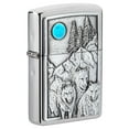 thumbnail image 1 of Zippo Wolf Pack and Moon Emblem Brushed Chrome Pocket Lighter, 1 of 6
