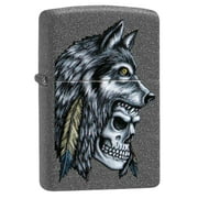 Zippo Wolf Skull Feather Design Iron Stone Pocket Lighter