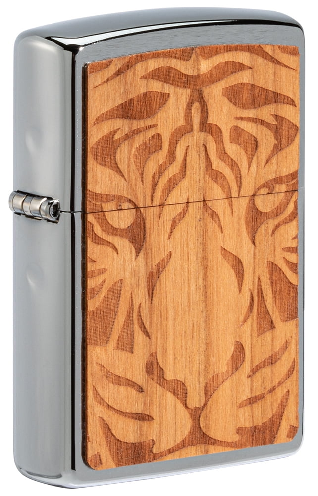 Zippo Woodchuck USA Cherry Tiger Head Brushed Chrome Pocket Lighter