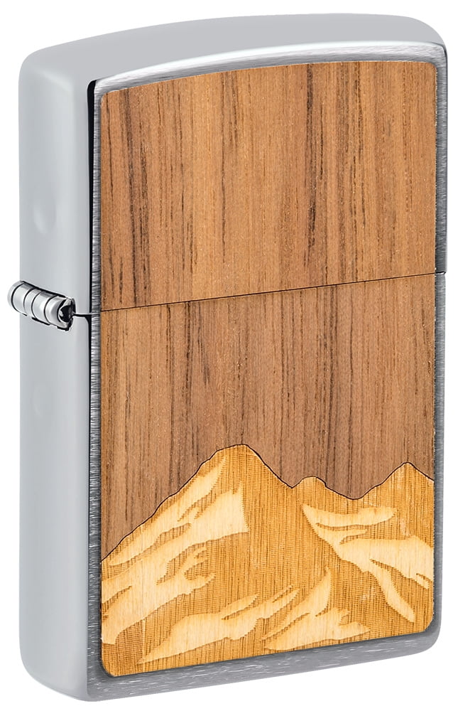 Zippo Woodchuck USA Mountains Brushed Chrome Pocket Lighter