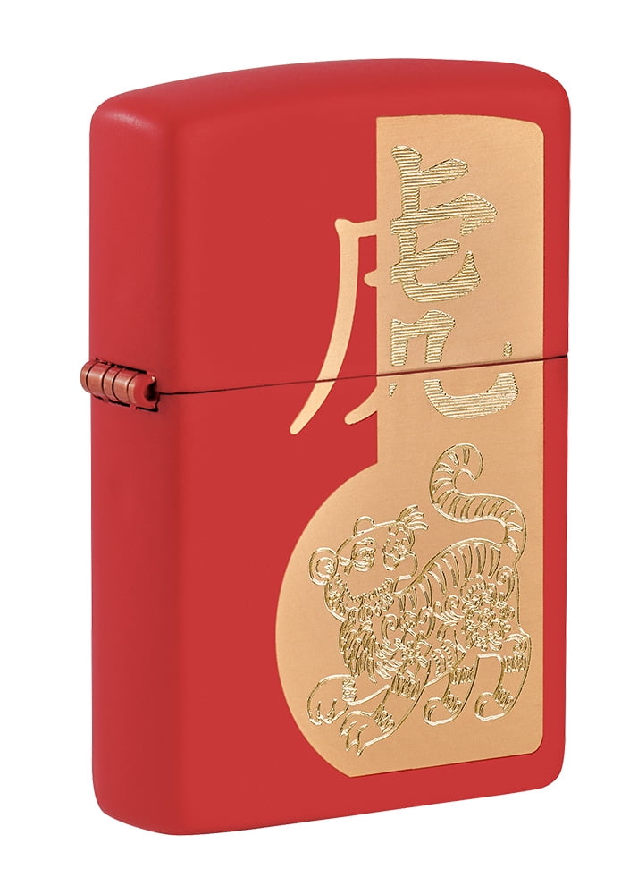 Zippo Year of the Tiger Design Red Matte Pocket Lighter