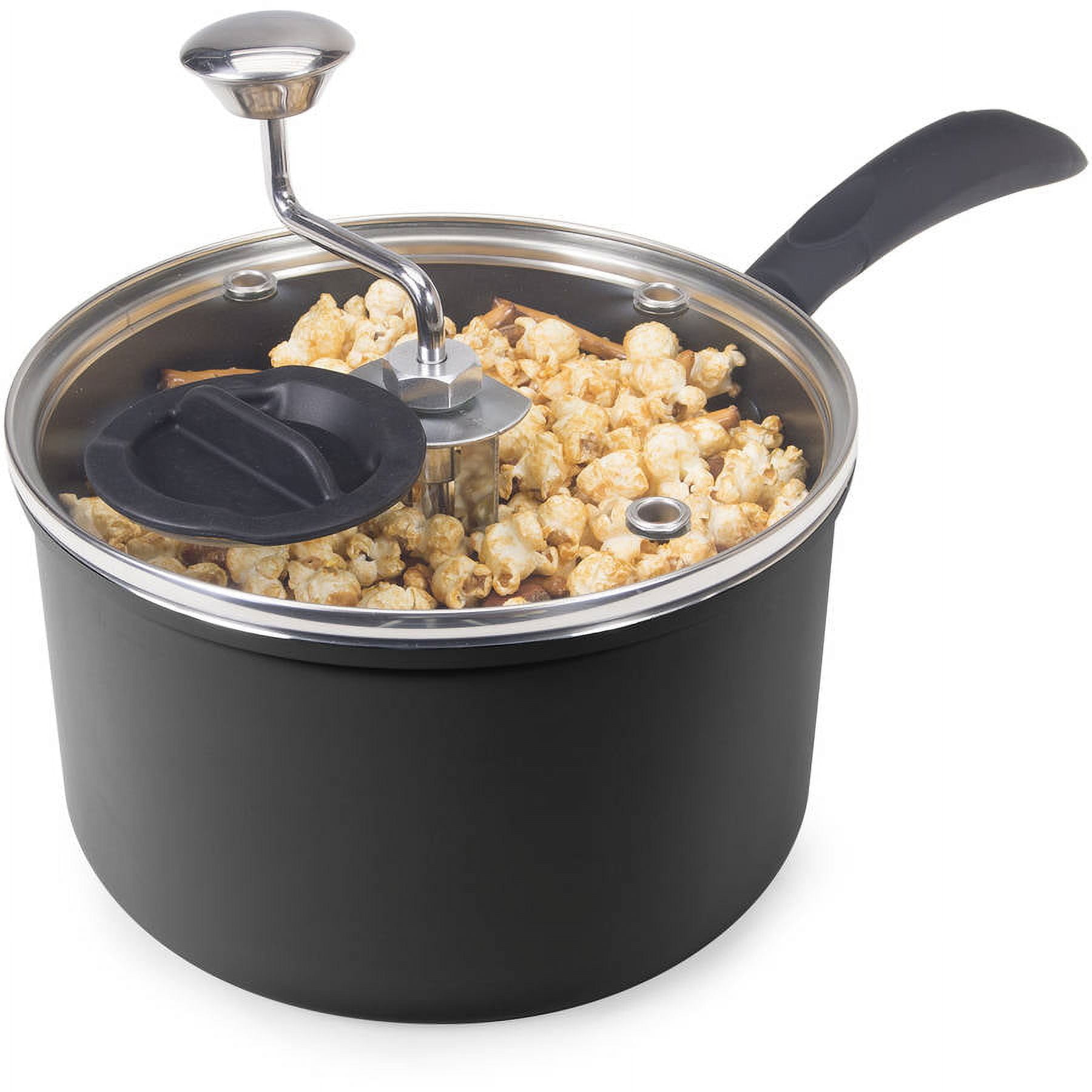 Zippy 5.5-qt Stovetop Popcorn Maker with Glass Silicone-Rimmed Lid