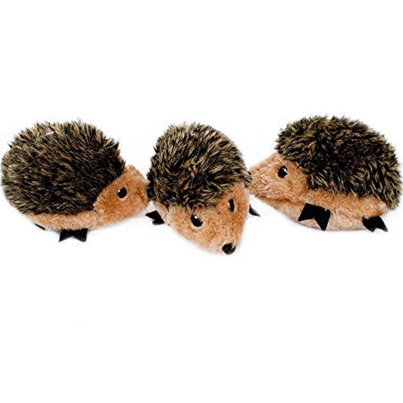 ZippyPaws - Woodland Friends Burrow, Interactive Squeaky Hide and Seek Plush Dog Toy - Hedgehog Miniz, 12 Pack