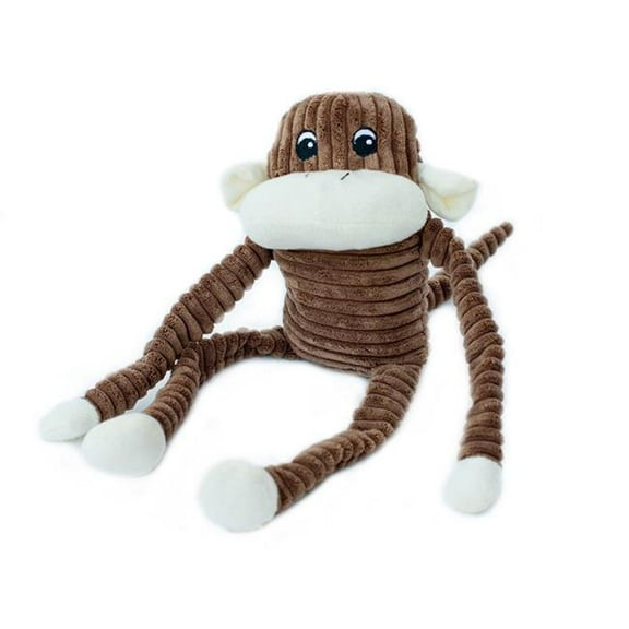 ZippyPaws - Spencer The Crinkle Monkey Dog Toy, Squeaker and Crinkle Plush Toy - Brown, Large