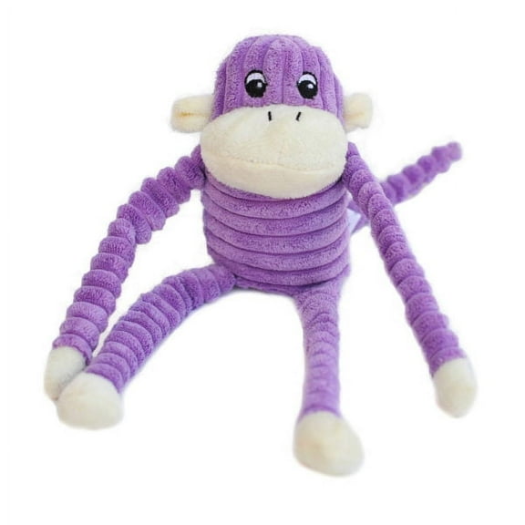 Zippy Paws Spencer The Crinkle Monkey Dog Toy, Squeaker and Crinkle Plush Toy, Purple, Small