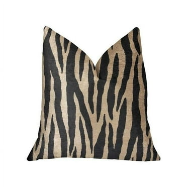 Zippy Zebra Black & Beige Luxury Throw Pillow, 16 x 16 in.