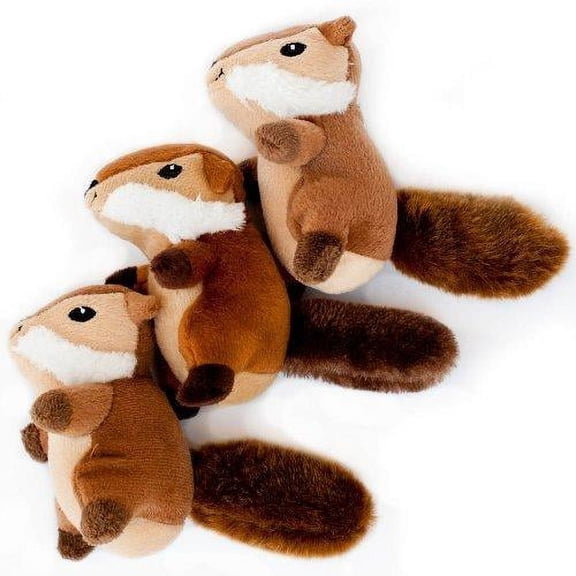 ZippyPaws 3-Pack Squeaky Replacement Burrow Toys for Dogs, Miniz, Chipmunks