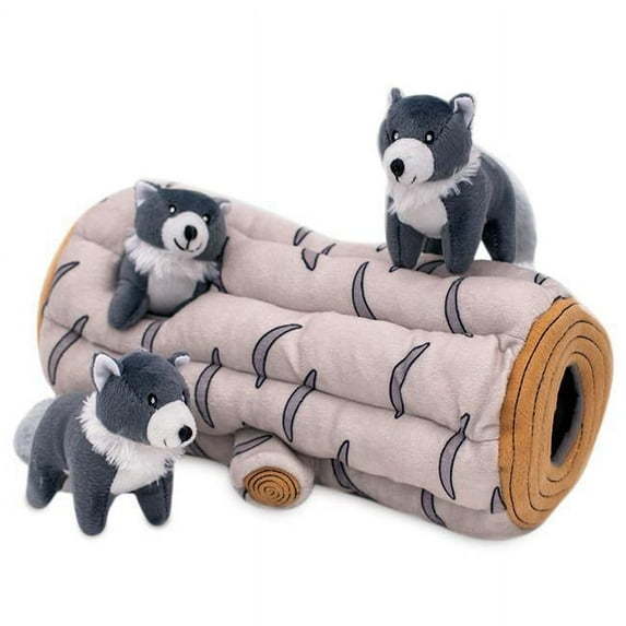 ZippyPaws 817062 Burrow Interactive Log Plus 3 Wolves Dog Toy, Extra Large