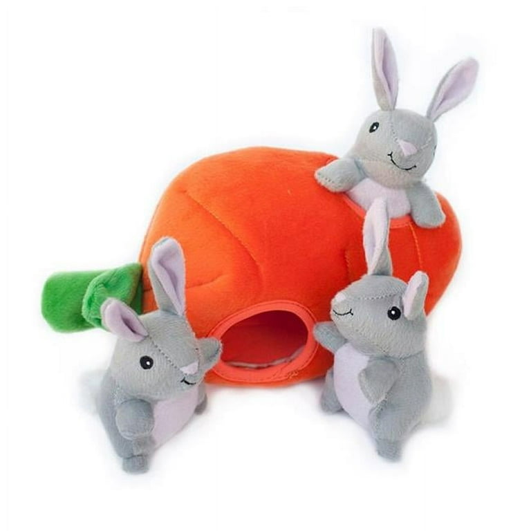 Burrow Squeaky Hide and Seek Plush Dog Toy, Bunny 'n Carrot Perfect Gift Xmas