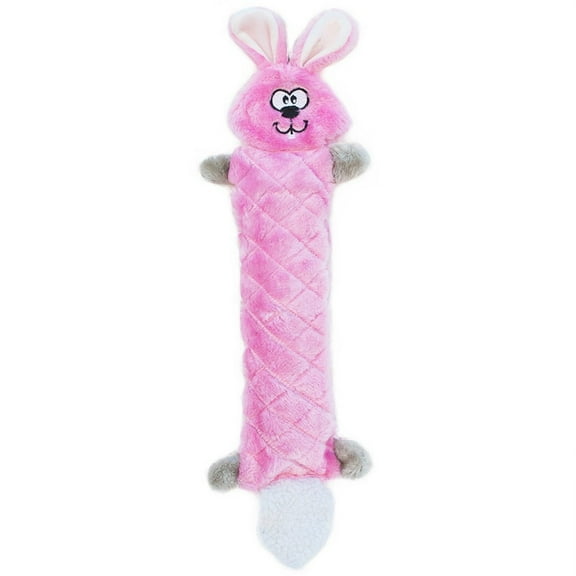 ZippyPaws - Jigglerz Tough No Stuffing Squeaky Plush Dog Toy with Crinkle Head and Tail - Bunny