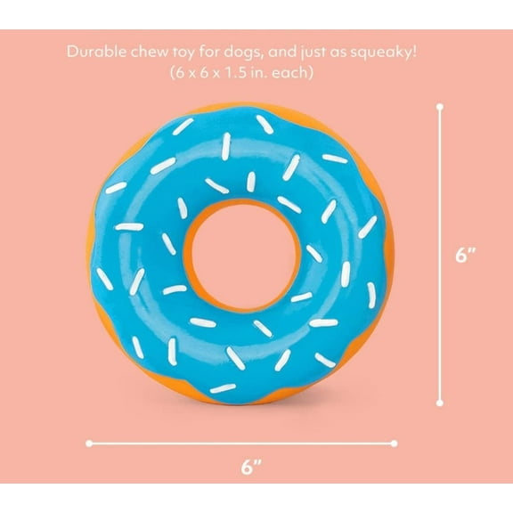 ZippyPaws Latex Donutz Squeaky Dog Toy with Sprinkles Donut, Blue