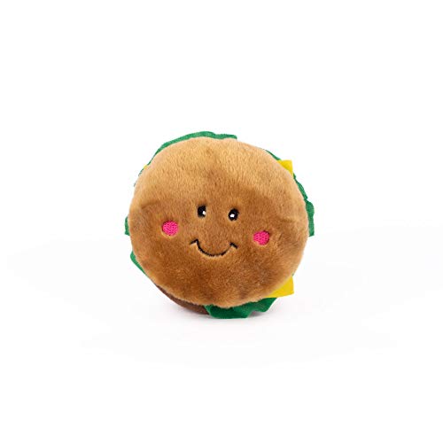 ZippyPaws NomNomz, Hearty Hamburger Plush Squeaky Dog Toys for Small