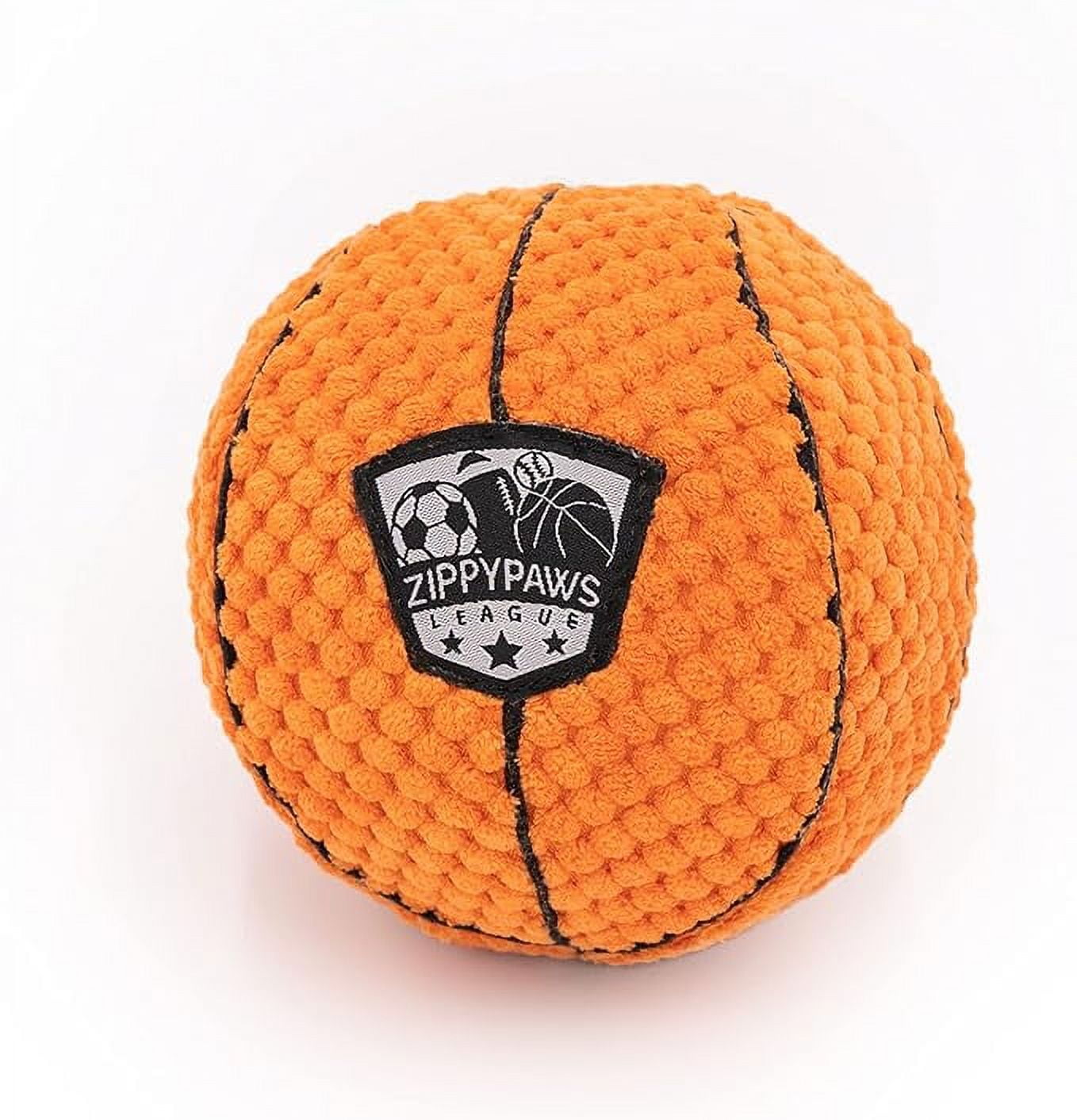 ZippyPaws SportsBallz Plush Basketball Dog Toy, Soft Squeaky Balls