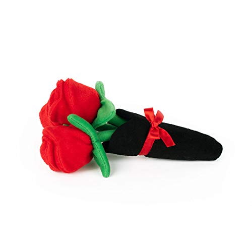 ZippyPaws - Stuffed Squeaker Dog Toy, Valentine's Day Bouquet of Red Roses