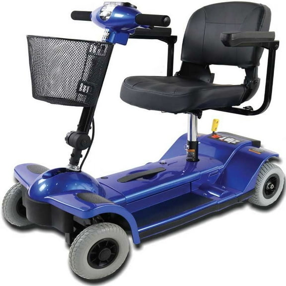 Zipr Traveler Xtra 4 Wheel Spacious Long Range Mobility Scooter - Folding Motorized Wheelchair - Travel Scooter for Adults, Seniors, Elderly - Blue