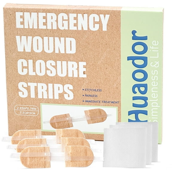 Zipstitch Emergency Wound Closure Device - Huaodor 3pk Laceration Closure Kit | Butterfly Strips Without Suture | Easy to Use