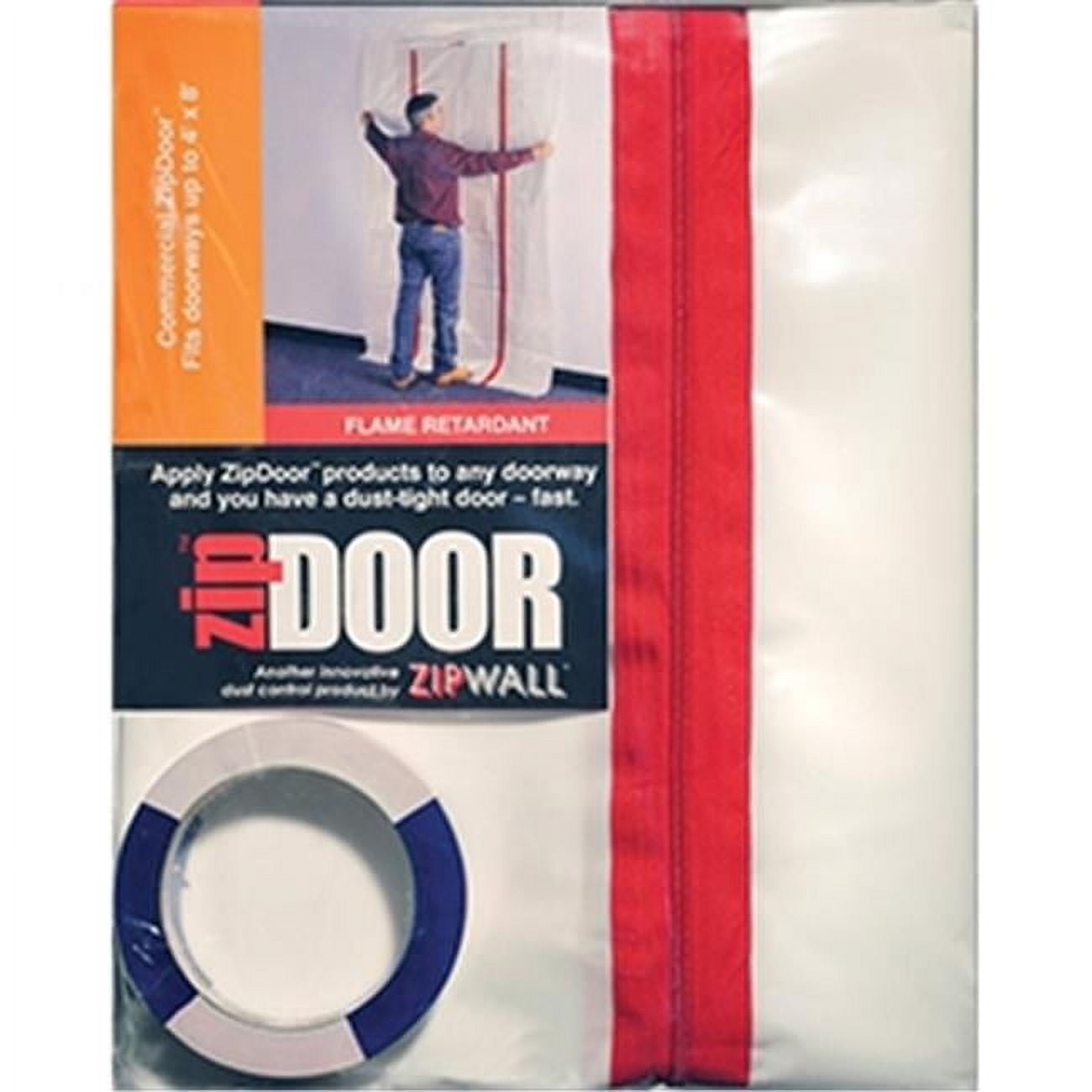 ZipWall 5 ft Dust Barrier Door Bagged Plastic, Red