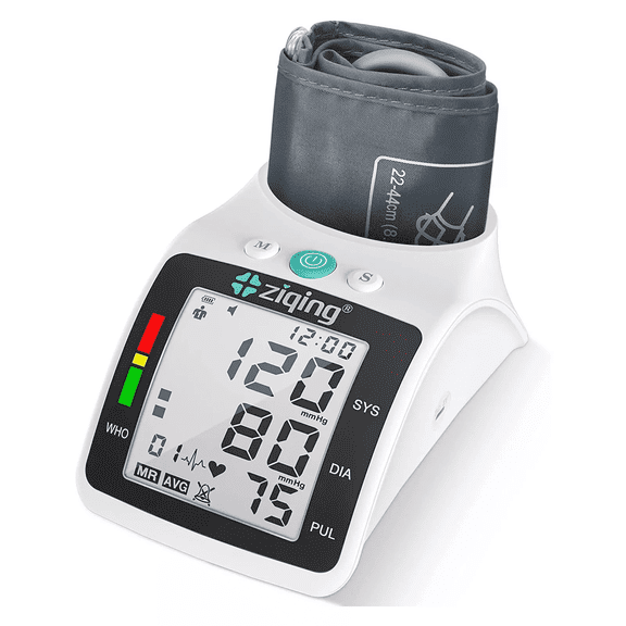 Ziqing Automatic Blood Pressure Monitor  Upper Arm Cuff (9-17.3), 2x99 Memory, Voice Broadcast, Portable.