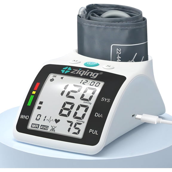 Ziqing Automatic Upper Arm Blood Pressure Monitor with 198 Memory, Voice Guidance & Clinically Validated