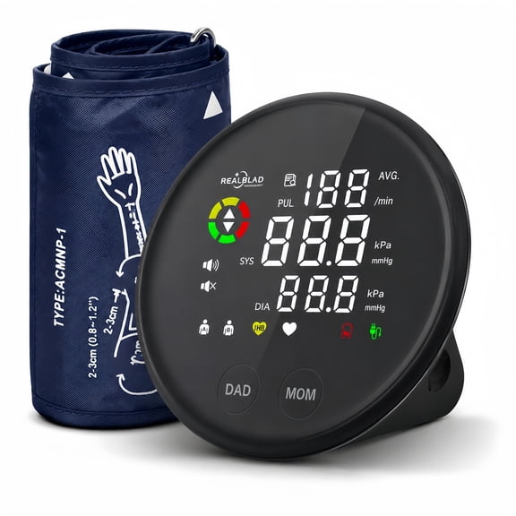 ZIQING Portable Upper-Arm Blood Pressure Monitor—Dual-User Blood Pressure Monitor with LED Touchscreen, Accurate Measurements, Black